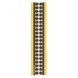 Caminho De Mesa Pequeno Modern yellow  beige &black dots monogram name