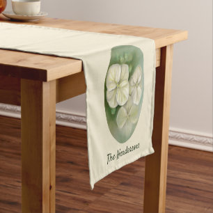 Caminho De Mesa Pequeno Molho Pastel Branco Hydrangea Floral