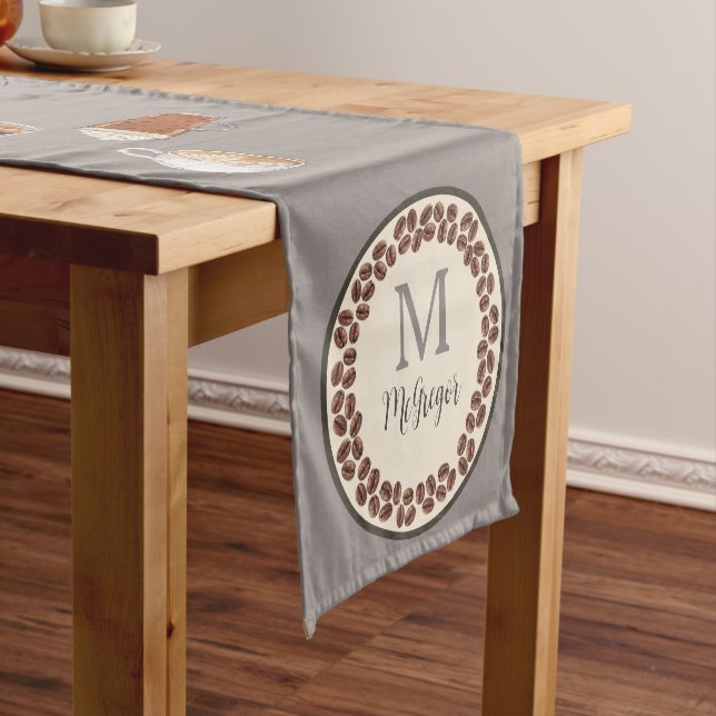 Caminho De Mesa Pequeno Monograma Café Lover Light Brown (No Local)