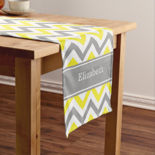 Caminho De Mesa Pequeno Monograma conhecido cinzento cinzento amarelo do
