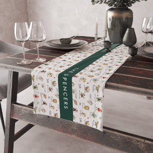 Caminho De Mesa Pequeno Monograma dos 12 Dias de Natal