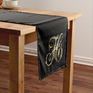 Caminho De Mesa Pequeno Monograma Dourado do Ornamentado Vintage H