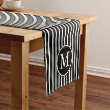 Monograma Listrado Preto e Branco Moderno
