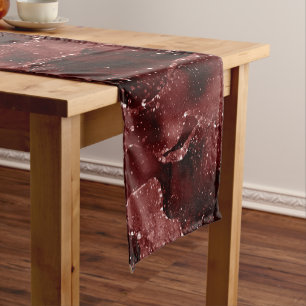 Caminho De Mesa Pequeno Moody Crimson Agate Dark Blood Red Jewel Tone
