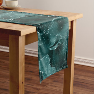 Caminho De Mesa Pequeno Moody Teal Agate Gorgee Rich Jewel Tone Green