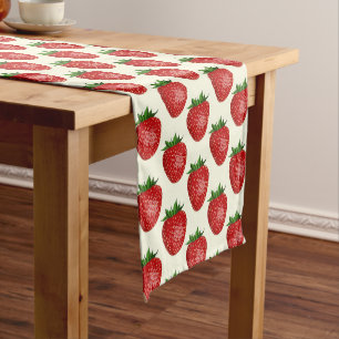 Caminho De Mesa Pequeno Morango, Morangos Vermelhos, Fruta, Folha