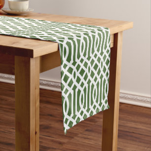 Caminho De Mesa Pequeno Moss Green Trellis