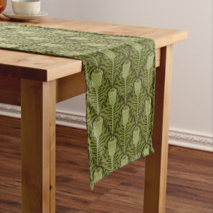 Caminho De Mesa Pequeno Motivo de Planta Verde Serena para Decoração Moder