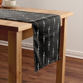 Caminho De Mesa Pequeno Música Motif Derretendo Treble Clef Branco e Preto