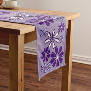 Caminho De Mesa Pequeno Na moda Purple Flower Doodle