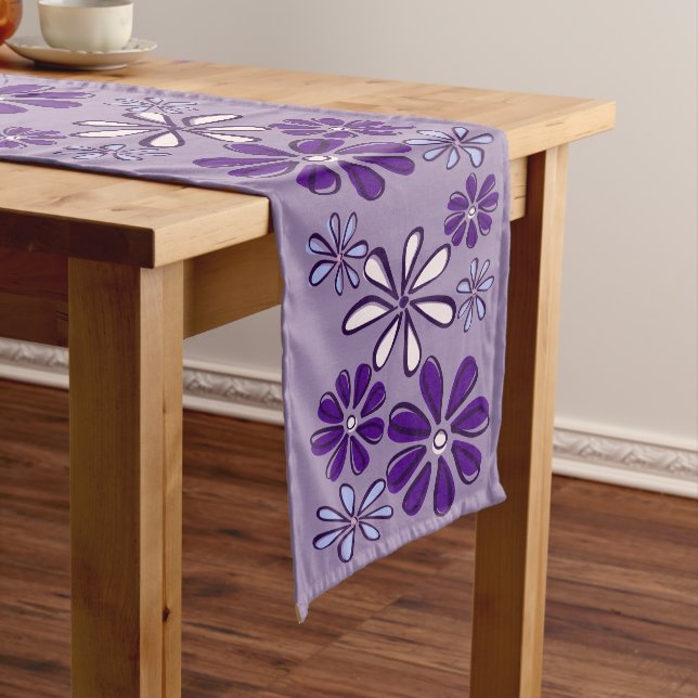 Caminho De Mesa Pequeno Na moda Purple Flower Doodle (No Local)