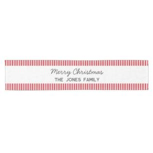 Caminho De Mesa Pequeno Natal da família vermelha listrada personalizada