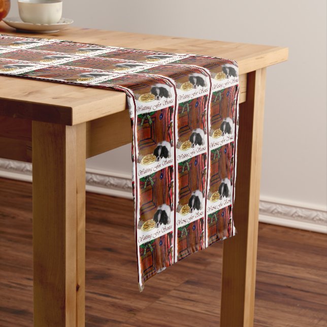 Caminho De Mesa Pequeno Natal do Chin Puppy (No Local)