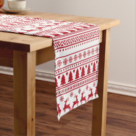 Caminho De Mesa Pequeno Natal moderno dos padrões vermelho e branco escand