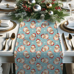 Caminho De Mesa Pequeno Natal Papai Noel Vintage Azul Clássico