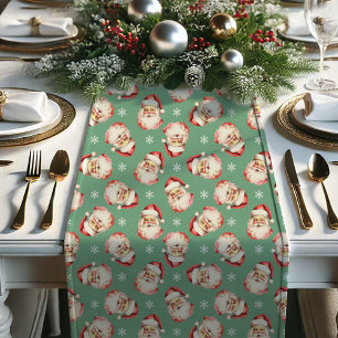 Caminho De Mesa Pequeno Natal Papai Noel Vintage Retro Verde