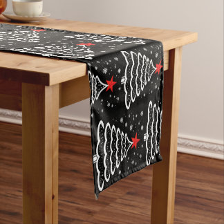 Caminho De Mesa Pequeno Natal preto e vermelho