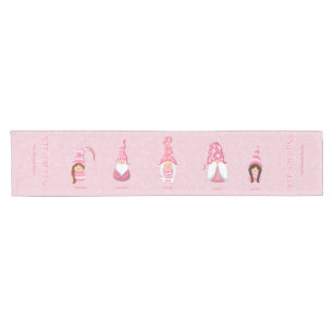 Caminho De Mesa Pequeno Natal Rosa Cinco Gnomos Família Personalizada