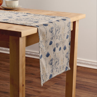 Caminho De Mesa Pequeno Navy Botanical Wildflower Table Runner
