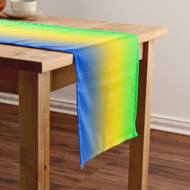 Caminho De Mesa Pequeno  Neon blue, yellow, green gradient, ombre. (No Local)