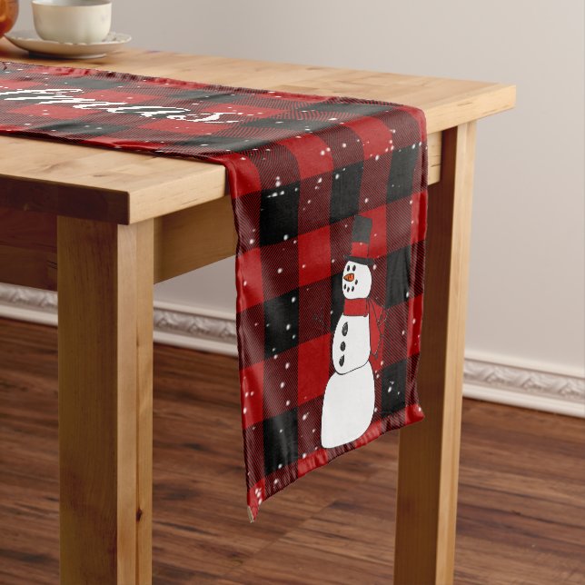 Caminho De Mesa Pequeno Neve na Xadrez Red Black Buffalo (No Local)