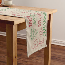 Caminho De Mesa Pequeno Nomes de Natal e Ornamentos - Mesa Curta