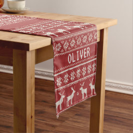 Caminho De Mesa Pequeno Nordic Reindeer Christmas Personalized 