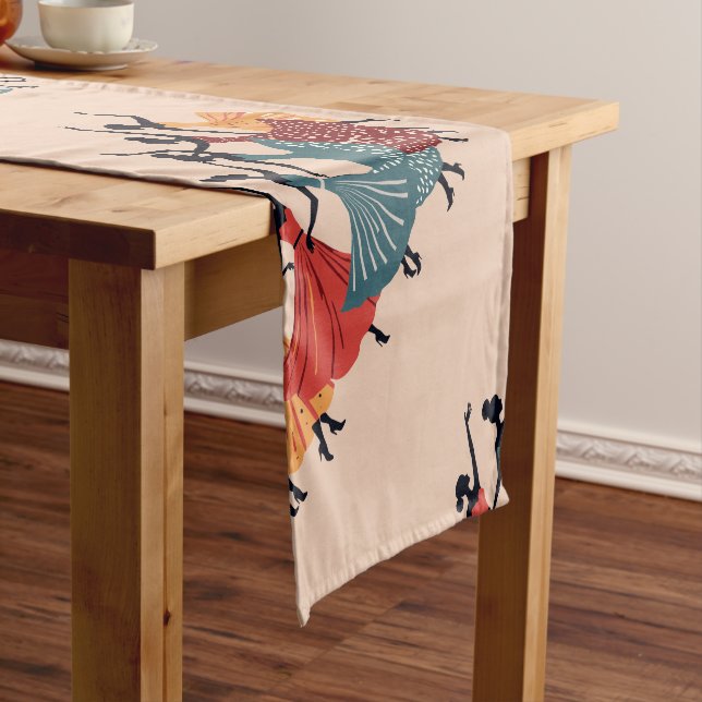 Caminho De Mesa Pequeno Nove Damas Dançando Estêncil Cortado Estilo Retroa (No Local)