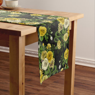 Caminho De Mesa Pequeno Oculto nas rosas, amarelo e verde