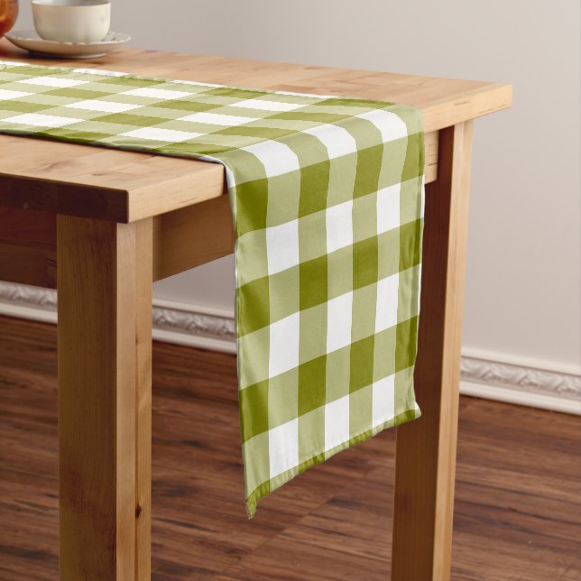 Caminho De Mesa Pequeno Olive Green Plaid Gingham Table Runner (No Local)