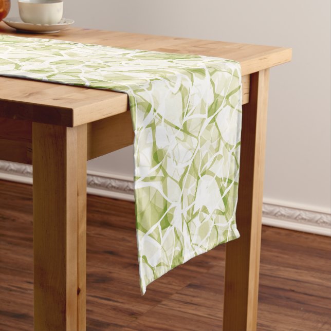 Caminho De Mesa Pequeno olive-white abstract fashionable modern pattern    (No Local)