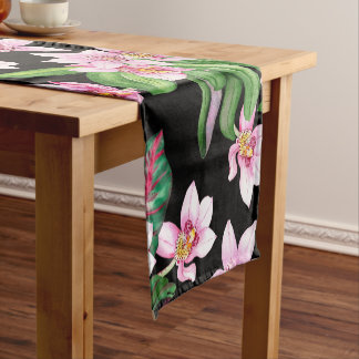 Caminho De Mesa Pequeno Orquídeas Aquarelas Design 27