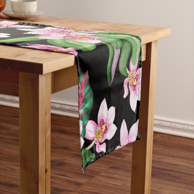 Caminho De Mesa Pequeno Orquídeas Aquarelas Design 27 (No Local)