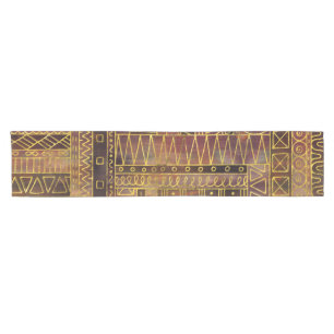 Caminho De Mesa Pequeno Ouro étnico tribal e marrom do teste padrão de
