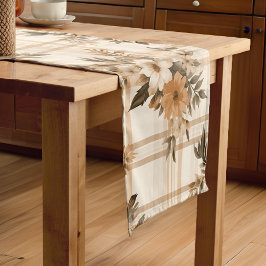 Caminho De Mesa Pequeno outono da Xadrez Floral Elegante