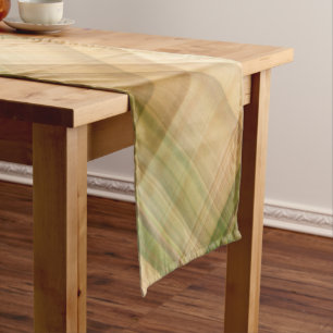 Caminho De Mesa Pequeno Outono Daisy Creme e Xadrez Verde