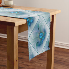 Caminho De Mesa Pequeno Ovações de Pé, Fractal Azul Turquesa Abstrato