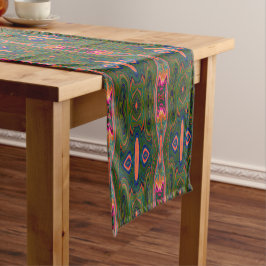 Caminho De Mesa Pequeno Padrão Abstrato azul, verde e laranja retrô