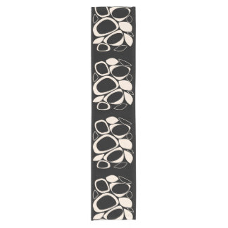 Caminho De Mesa Pequeno Padrão Abstrato Moderno e Elegante Preto Creme