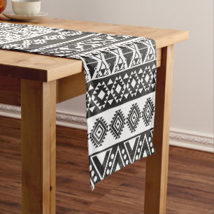 Caminho De Mesa Pequeno Padrão Africano Tribal Negro Branco