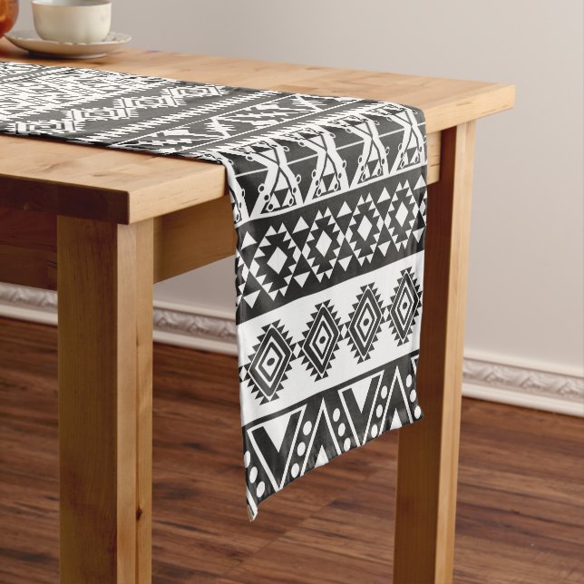 Caminho De Mesa Pequeno Padrão Africano Tribal Negro Branco (No Local)