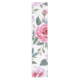 Caminho De Mesa Pequeno Padrão Aquarela Cottagecore Floral Rosa Roxa