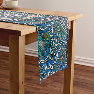 Caminho De Mesa Pequeno Padrão Árabe do Ornamentado Verde Laranja Azul