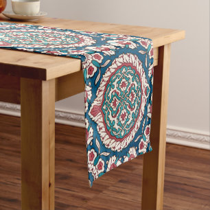 Caminho De Mesa Pequeno Padrão Azulejo Azulejo Vermelho Azul