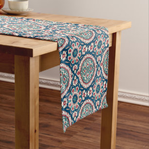 Caminho De Mesa Pequeno Padrão Azulejo Azulejo Vermelho Azul