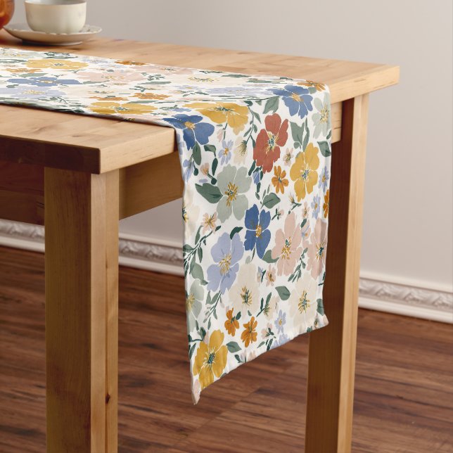 Caminho De Mesa Pequeno Padrão Boho de Prado de Flores Silvestres (No Local)