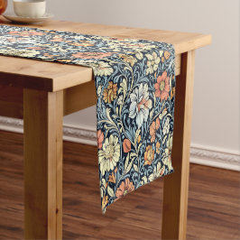 Caminho De Mesa Pequeno Padrão botânico de cor azul estilo retrô curto