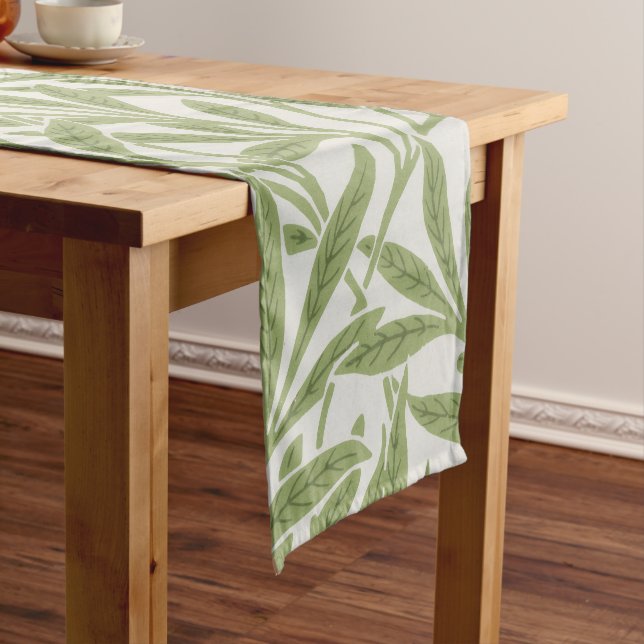 Caminho De Mesa Pequeno Padrão Botânico Floral Verde de William Morris (No Local)