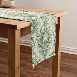 Caminho De Mesa Pequeno Padrão botânico verde vintage