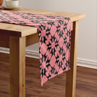 Caminho De Mesa Pequeno Padrão Bulldog Preto e Branco